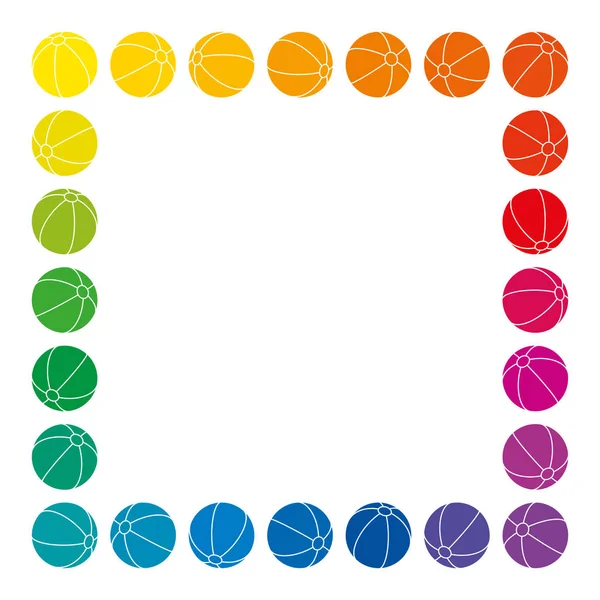 Bolas de color arco iris formando una forma cuadrada — Vector de stock
