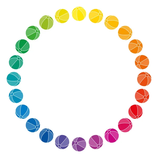 Regnbågsfärgade bollar bildar en cirkelform — Stock vektor