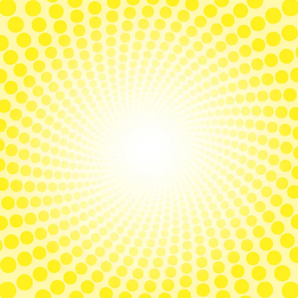 Yellow freshness spirale sun light pattern. Dotted tunnel with bright center - twisted circular background illustration, hypnotic and psychedelic. — Stock Vector