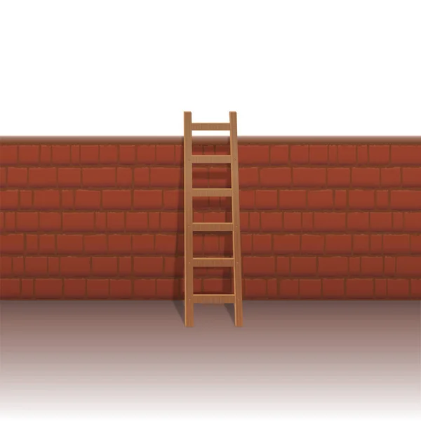 Mur de briques avec échelle pour surmonter les obstacles et les obstacles, gérer les problèmes, échapper à la vie quotidienne, sortir des restrictions. Illustration vectorielle isolée sur fond blanc . — Image vectorielle