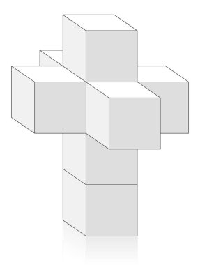 Teserakt, Hypercubus veya Octachoron 4 boyutlu bir hiperküp ağı elde etmek için 4 boyutlu katlandılar, 8 küplü özel bir matematiksel ve geometrik sayı. Beyaz arkaplanda vektör illüstrasyonu.