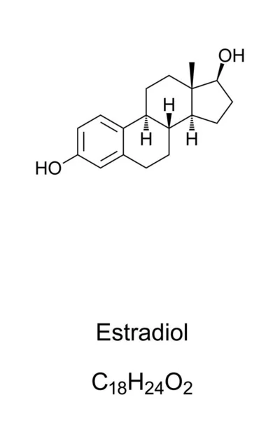 Estradiol Fórmula Estructural Estradiol Una Hormona Esteroide Del Estrógeno Hormona — Archivo Imágenes Vectoriales