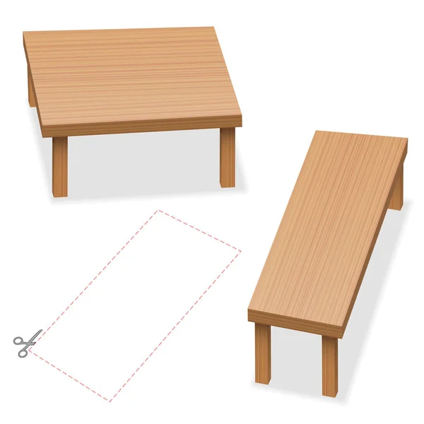 光学的幻想 卓上の同じサイズの2つのテーブル 赤い四角形を切り取り 比較し チェックし 不思議 白い背景のベクトルイラスト — ストックベクタ