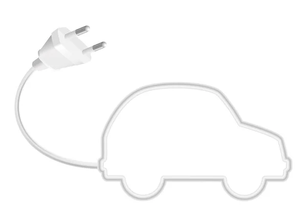 Elektroauto Symbol Mit Stecker Und Kabel Das Die Silhouette Eines — Stockvektor