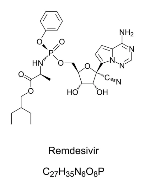 Remdesivir Kemisk Struktur Bredspektret Antiviral Medicin Remdesivir Det Internationale Fællesnavn – Stock-vektor