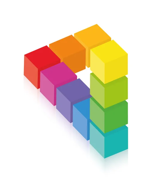 Figura Imposible Ilusión Óptica Con Cubos Colores Vector Aislado Sobre — Archivo Imágenes Vectoriales