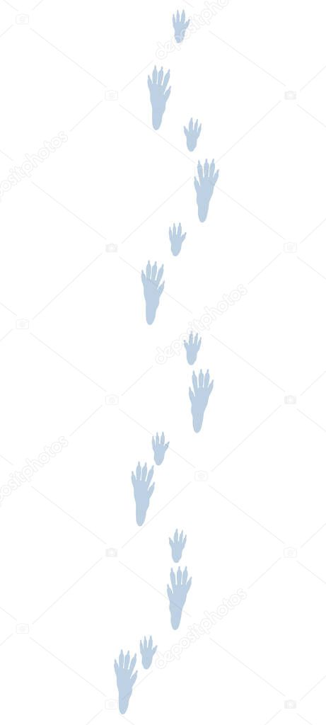 Rat tracks in snow. Typical footprints of rattus. Isolated icon vector illustration on white background.