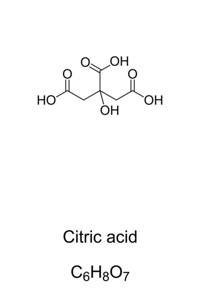 Ácido Cítrico Estructura Química Fórmula Ácido Orgánico Débil Naturalmente Los — Archivo Imágenes Vectoriales
