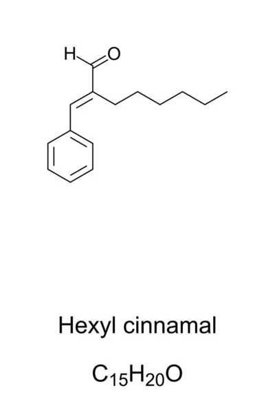 Hexyl Skořice Chemická Struktura Hexyl Cinnamaldehyd Běžná Přísada Voňavkářském Kosmetickém — Stockový vektor