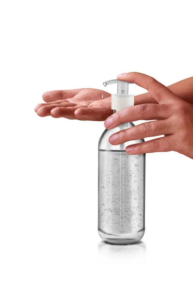 Tvätta Händerna Med Rengöringsmedel Gel För Virusskydd Isolerad — Stockfoto