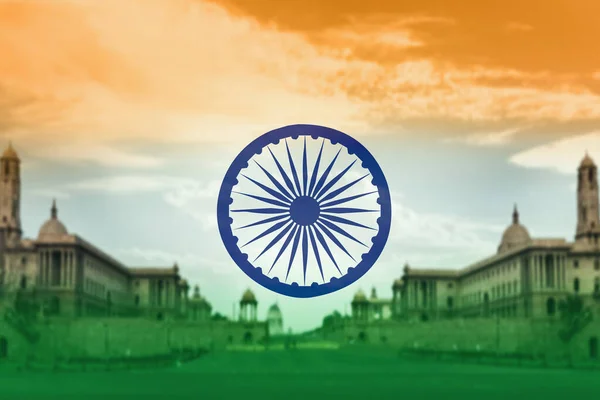 Rashtrapati Bhavan, Yeni Delhi 'de üç renkli Hindistan Bayrağı - görüntü