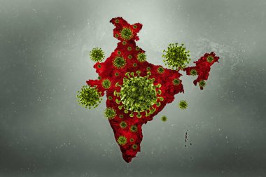 COVID-19 virüslü INDIA haritası tüm dünyaya yayıldı ve Hindistan 'a bulaştı.