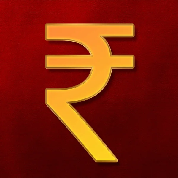 Indian Rupee Sign Gold Solid Metal Bar Background — Stock Photo, Image