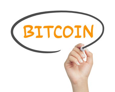 el bitcoin mesaj karikatür balonunda marker ile yazma