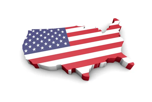 Rendering Usa Map Covered American Flag White Background Vista Isométrica — Fotografia de Stock