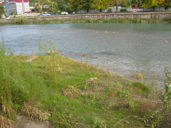 Ποταμός Σότσι με μικρό νερό και καταρράκτη την ηλιόλουστη μέρα — Φωτογραφία Αρχείου
