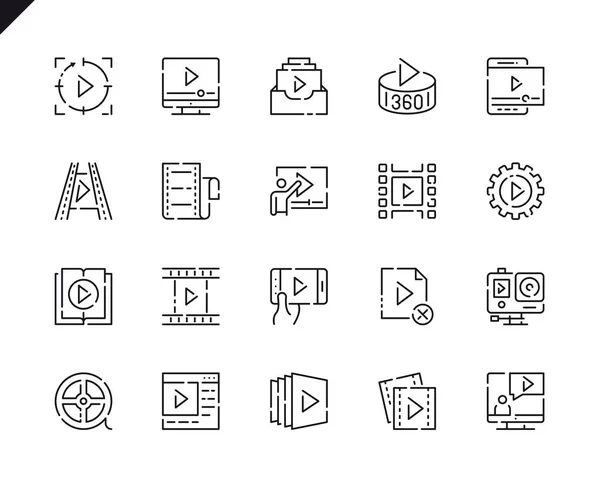 Simply Set Video Content Line Icons Мбаппе Mobile Содержит Такие — стоковый вектор