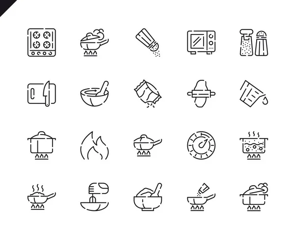 Simple Sæt Madlavning Line Ikoner Til Hjemmeside Mobile Apps Indeholder – Stock-vektor