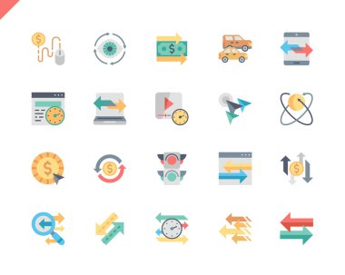 Web sitesi ve mobil uygulamalar için basit Set Rating düz simgeler. Tıklama başına ödeme, ok, paraya, trafik hız, Exchange olarak böyle simgeleri içerir. 48 x 48 piksel mükemmel. Vektör çizim.