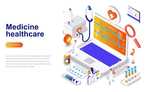 Medicine Healthcare Modern Flat Design Isometric Concept Pharmacy People Concept — Stock Vector