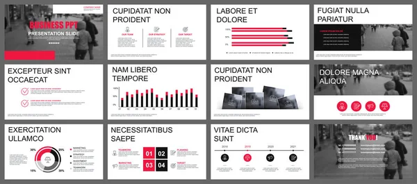 Červené Černé Obchodní Prezentace Snímky Šablony Infografiky Prvků Lze Použít — Stockový vektor