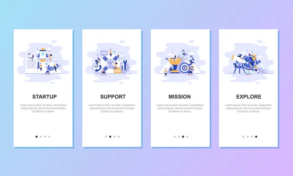 Onboarding Képernyők Felhasználói Felület Készlet Mozgatható App Sablonok Koncepció Modern — Stock Vector