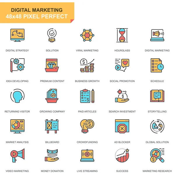 Flat Bransch Och Marknadsföring Ikoner För Hemsida Och Mobila Webbplats — Stock vektor