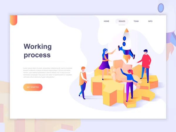 Modelo Landing Page Processos Negócios Situações Escritório Conceito Isométrico Design —  Vetores de Stock