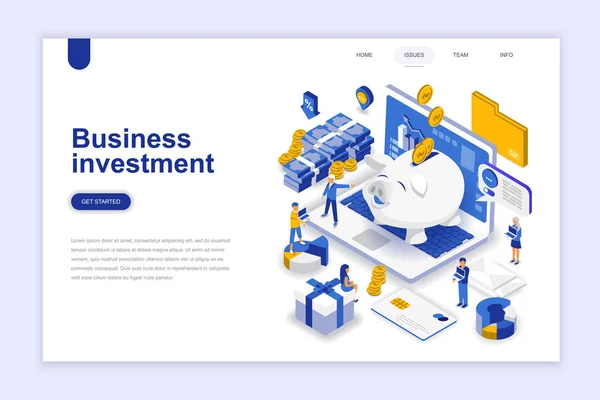 Obchodní Investice Moderní Flat Design Izometrické Koncept Koncept Peníze Lidi — Stockový vektor