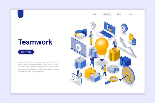 Совместная Работа Современного Плоского Дизайна Изометрическая Концепция Лидерство Концепция Людей — стоковый вектор