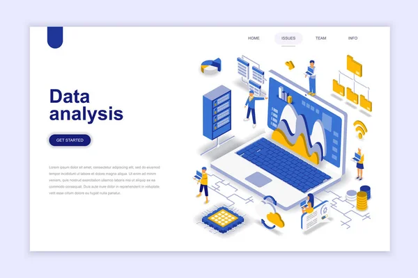 Análisis Datos Moderno Concepto Isométrico Diseño Plano Concepto Análisis Personas — Archivo Imágenes Vectoriales