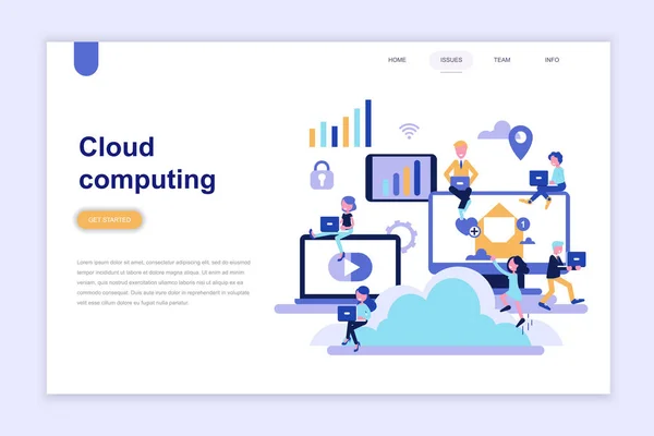 Landing Page Template Cloud Computing Modern Flat Design Concept Learning — Stock Vector