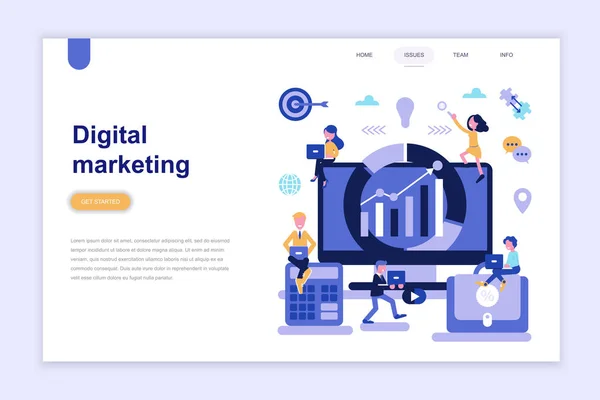 Plantilla Landing Page Del Concepto Diseño Plano Moderno Marketing Digital — Archivo Imágenes Vectoriales