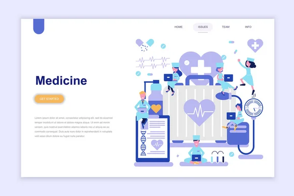 Landing Page Template Medicine Healthcare Modern Flat Design Concept Learning — Stock Vector