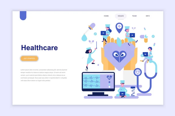 Landing Page Template Medicine Healthcare Modern Flat Design Concept Learning — Stock Vector