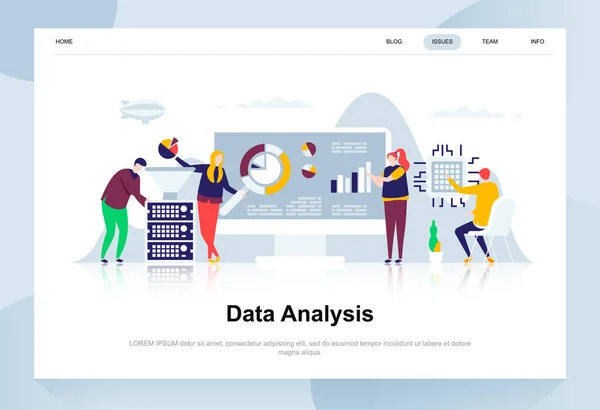 Análisis Datos Moderno Concepto Diseño Plano Concepto Análisis Personas Plantilla — Archivo Imágenes Vectoriales