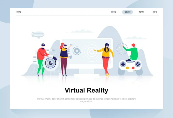 Virtual Menambahkan Kacamata Realitas Konsep Desain Datar Modern Menghibur Dan - Stok Vektor