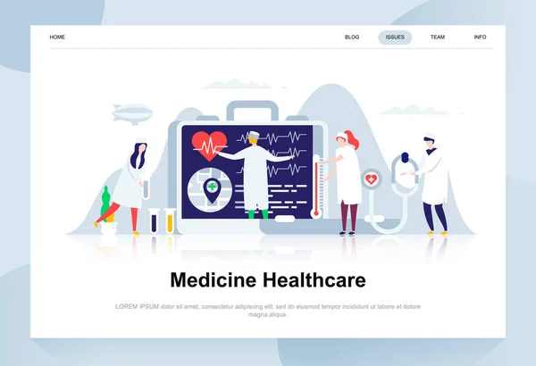 Medicina Cuidados Saúde Conceito Moderno Design Plano Conceito Farmácia Pessoas — Vetor de Stock