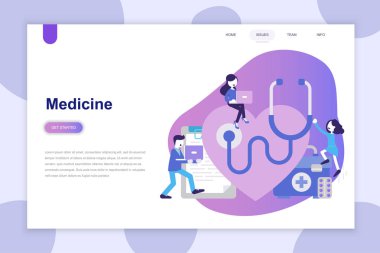 Web sitesi ve mobil web sitesi için modern düz tasarım konsepti tıp. Açılış sayfası şablonu. Web afiş, infographics, kahraman görüntüleri için kullanabilirsiniz. Vektör çizim.