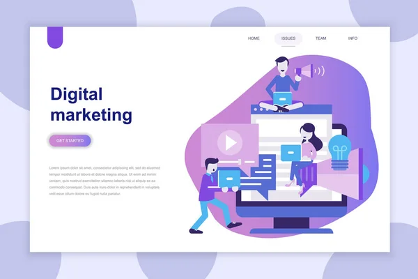 Modern Flat Design Concept Digital Marketing Website Mobile Website Landing — Stockvector