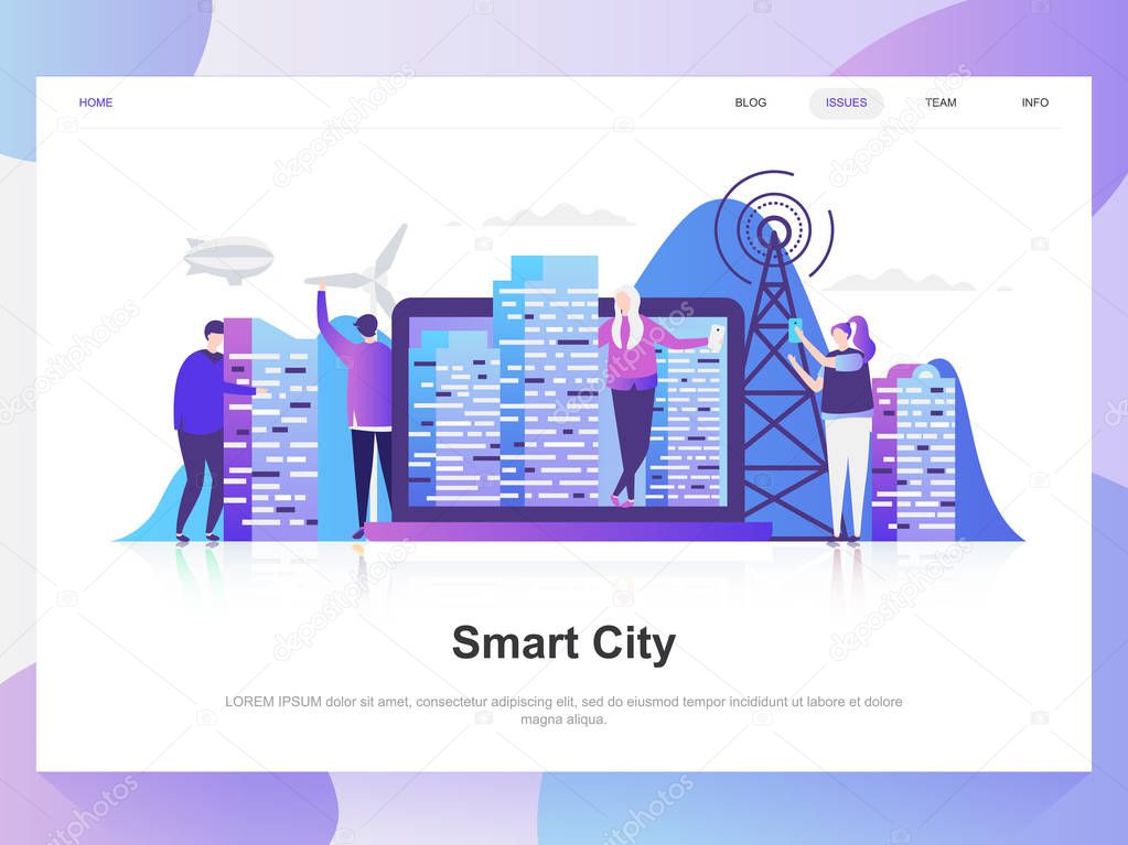 Smart city modern flat design concept. Landing page template. Modern flat vector illustration concepts for web page, website and mobile website. Easy to edit and customize.