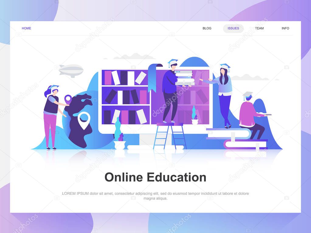 Online education modern flat design concept. Landing page template. Modern flat vector illustration concepts for web page, website and mobile website. Easy to edit and customize.