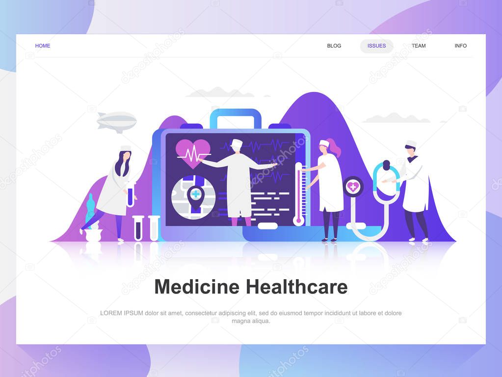 Medicine and healthcare modern flat design concept. Landing page template. Modern flat vector illustration concepts for web page, website and mobile website. Easy to edit and customize.