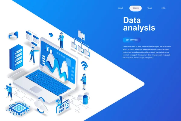 Dataanalys Modernt Platt Design Isometriskt Koncept Analys Och Människor Koncept — Stock vektor