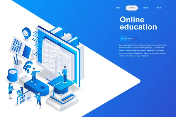 Educação Line Design Plano Moderno Conceito Isométrico Aprendizagem Conceito Pessoas — Vetor de Stock