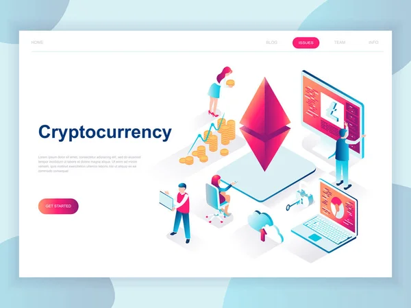 Concept Isométrique Design Plat Moderne Cryptocurrency Exchange Pour Bannière Site — Image vectorielle