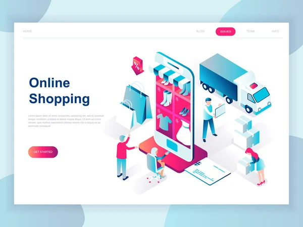 Modernes Flaches Design Isometrisches Konzept Des Online Shoppings Für Banner — Stockvektor