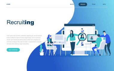 Web sitesi ve mobil web sitesi geliştirme için modern düz tasarım konsepti iş işe. Açılış sayfası şablonu. İşveren, işadamı kaynakları, insan kaynakları iş tanıtımı. Vektör çizim.