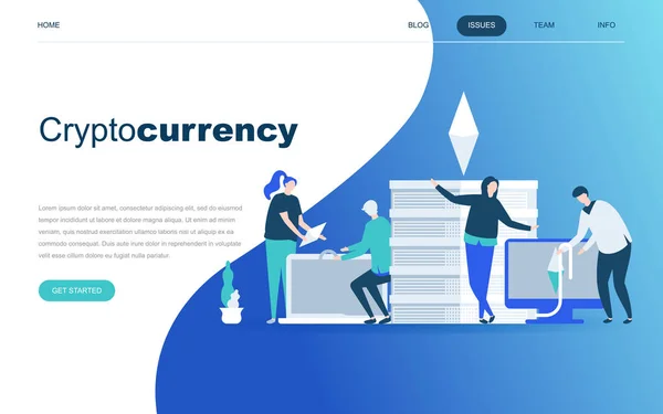 Moderno Concetto Design Piatto Cryptocurrency Exchange Sviluppo Siti Web Siti — Vettoriale Stock