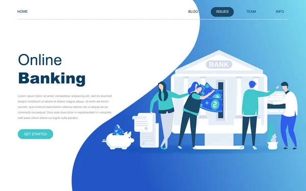 Conceito Design Plano Moderno Online Banking Para Site Desenvolvimento Site — Vetor de Stock